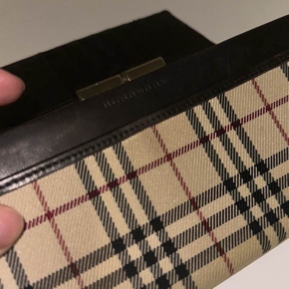 Burberry Novacheck Brown Leather Kiss-lock Bifold Wallet Preppy Luxury Wallet - Picture 4 of 11